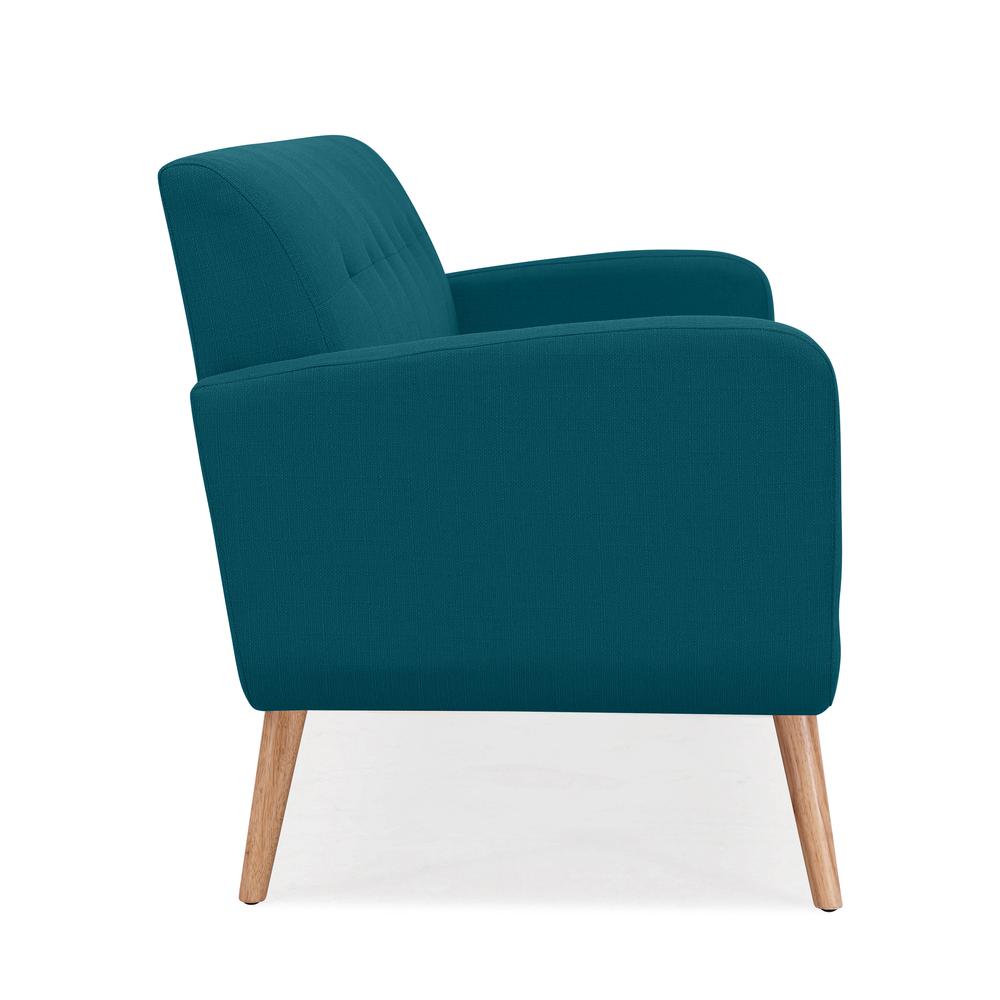 Sofa in Peacock Blue Linen with Natural Legs. Picture 5