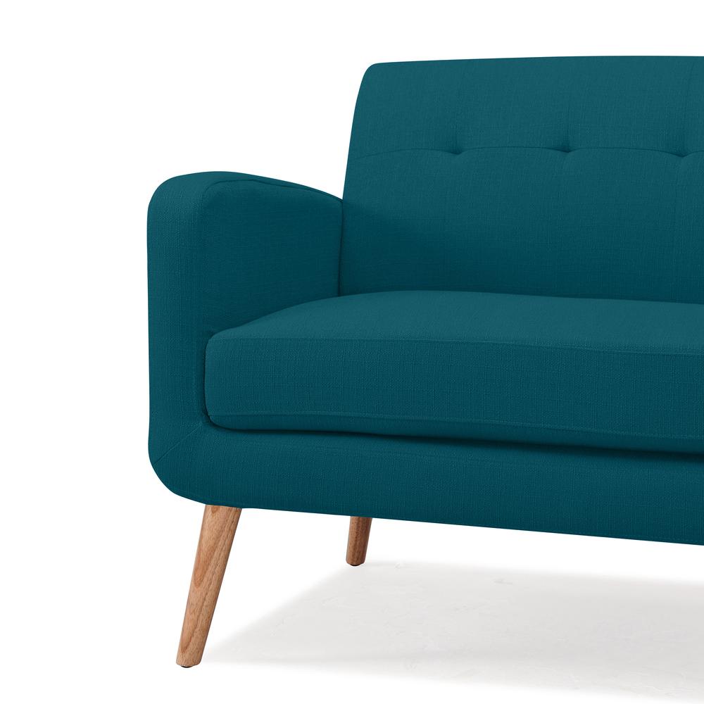 Sofa in Peacock Blue Linen with Natural Legs. Picture 7