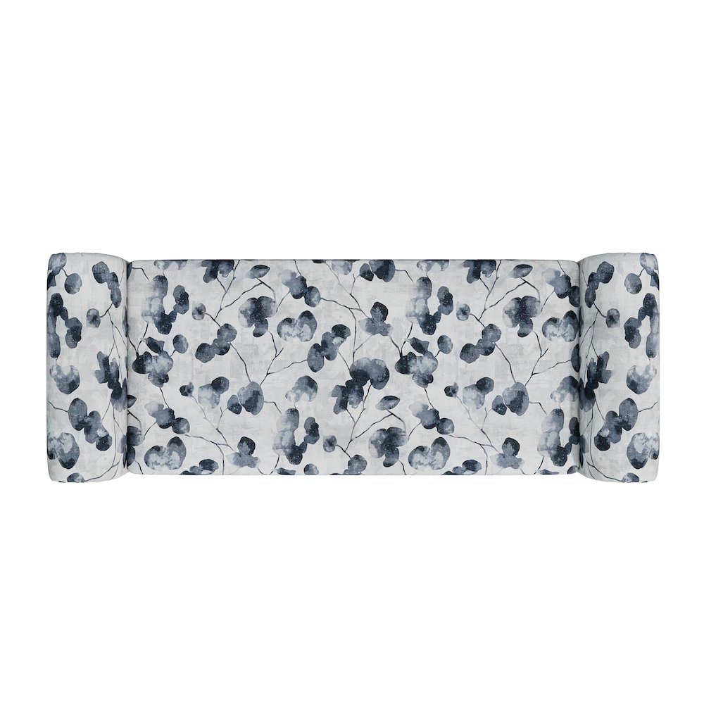 Rolled Arm Storage Ottoman in Black Floral Bonsai. Picture 4