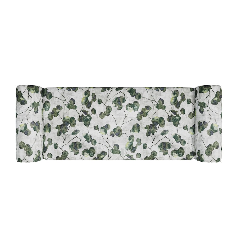 Rolled Arm Storage Ottoman in Green Floral Bonsai. Picture 4