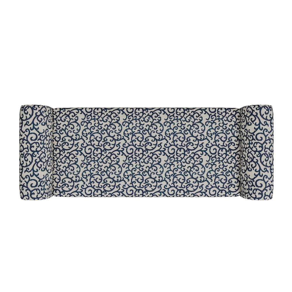 Rolled Arm Storage Ottoman in Black Curly Vine. Picture 4