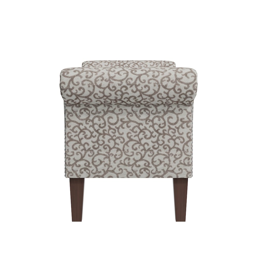 Rolled Arm Storage Ottoman in Tan Curly Vine. Picture 3