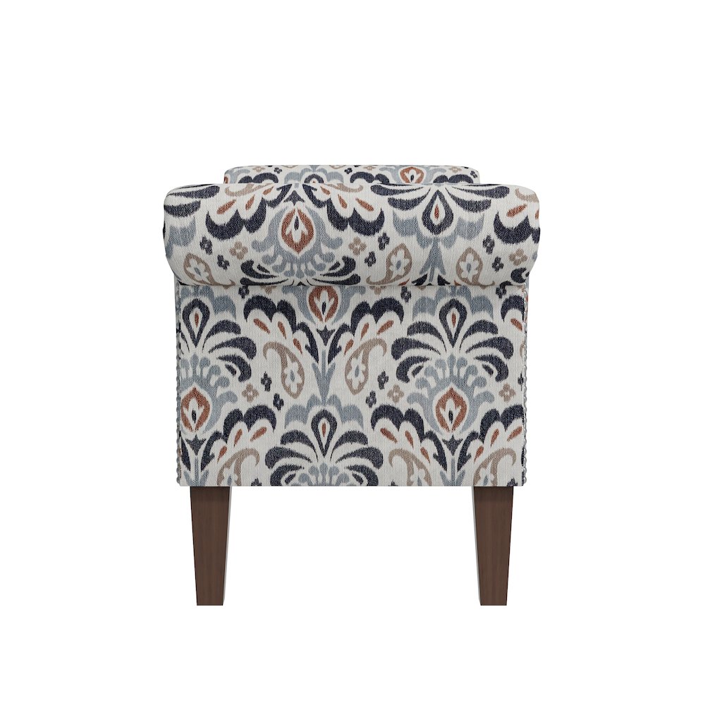 Rolled Arm Storage Ottoman in Gray and Black Damask. Picture 3