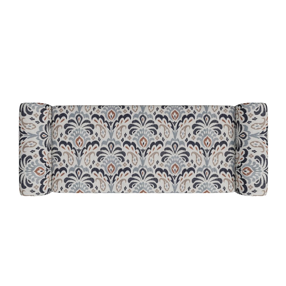 Rolled Arm Storage Ottoman in Gray and Black Damask. Picture 4