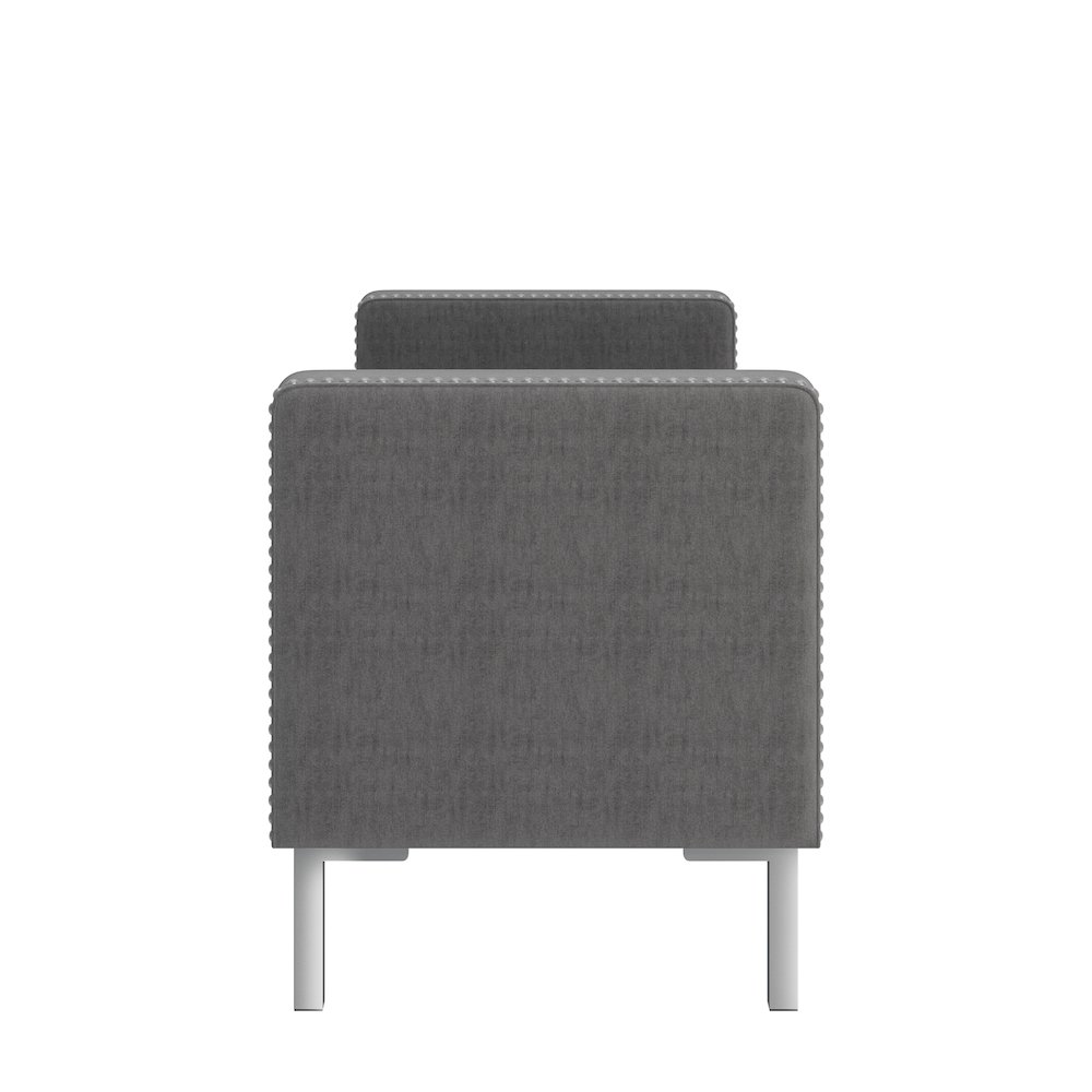 Square Arm Tufted Storage Ottoman in Charcoal Gray Velvet. Picture 3