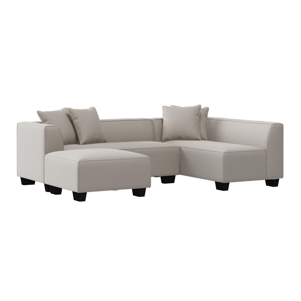 Right-hand Facing Sectional in Grey Velour with Ottoman. Picture 1