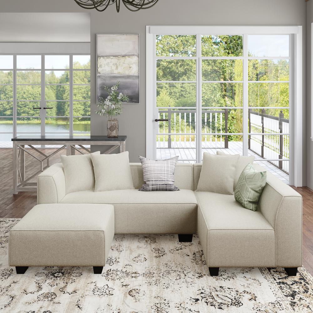 Right-hand Facing Sectional in Grey Velour with Ottoman. Picture 10