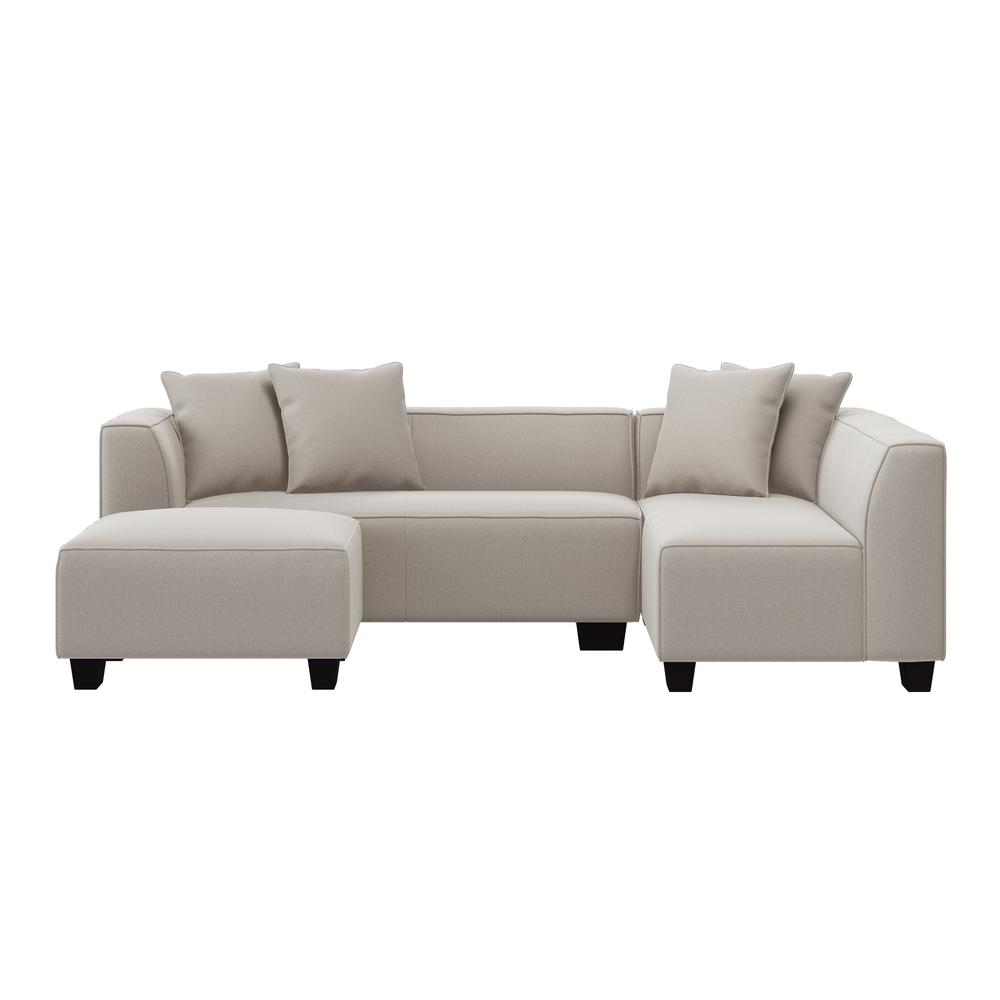Right-hand Facing Sectional in Grey Velour with Ottoman. Picture 2