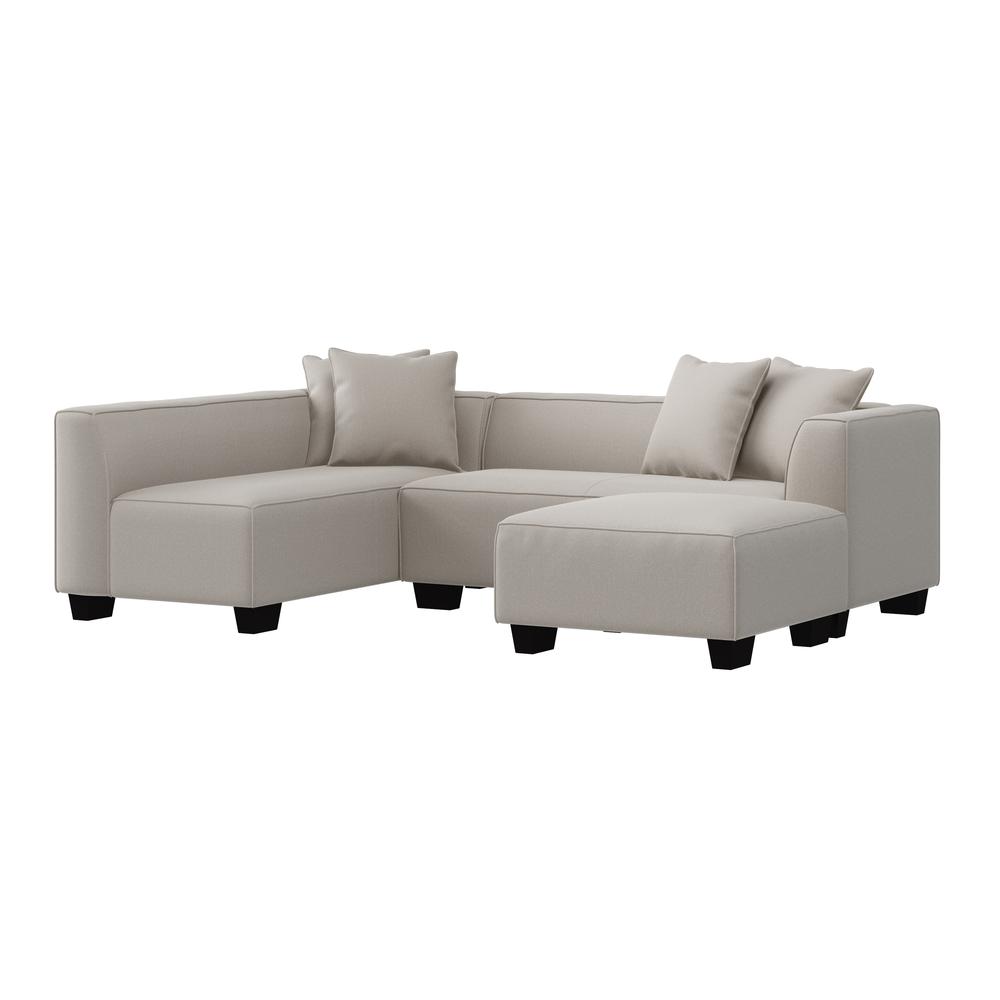 Right-hand Facing Sectional in Grey Velour with Ottoman. Picture 3