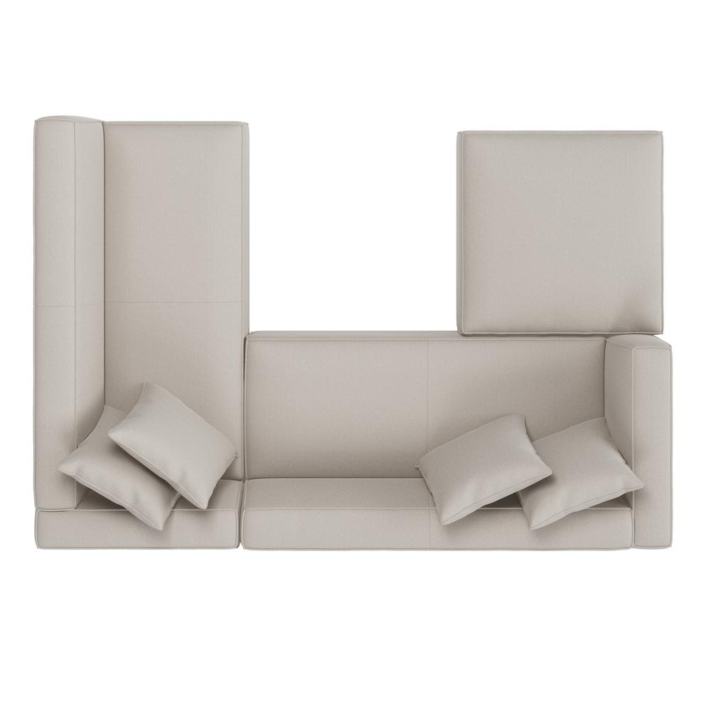 Right-hand Facing Sectional in Grey Velour with Ottoman. Picture 4