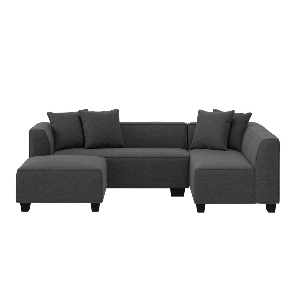 Right-hand Facing Sectional in Charcoal Velour with Ottoman. Picture 2