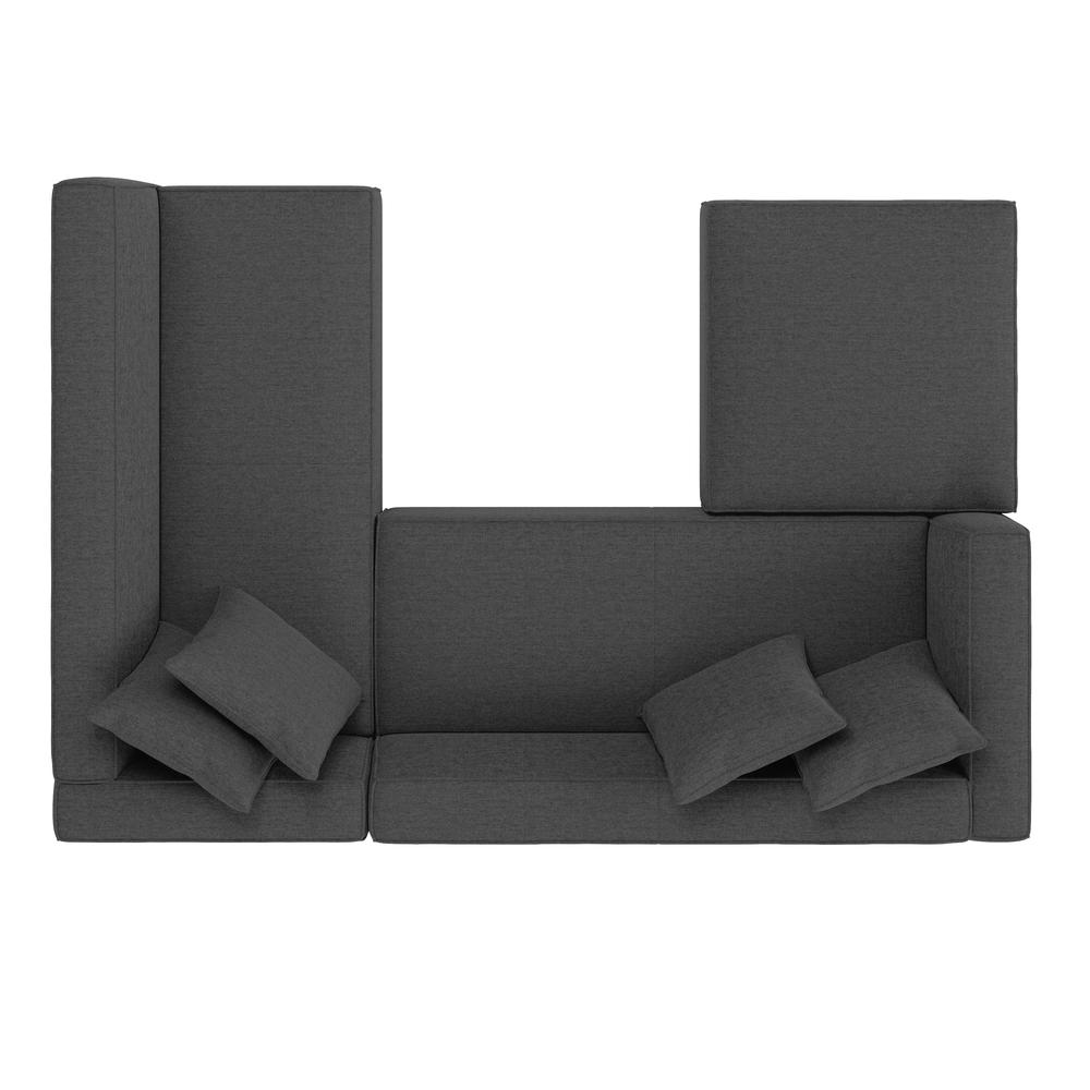 Right-hand Facing Sectional in Charcoal Velour with Ottoman. Picture 4