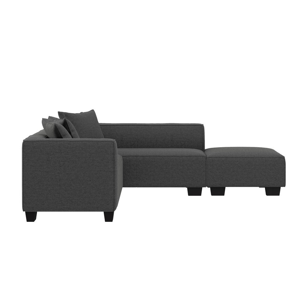Right-hand Facing Sectional in Charcoal Velour with Ottoman. Picture 5
