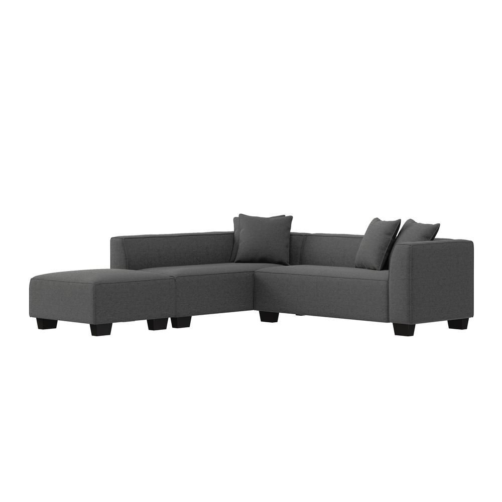 Right-hand Facing Sectional in Charcoal Velour with Ottoman. Picture 6