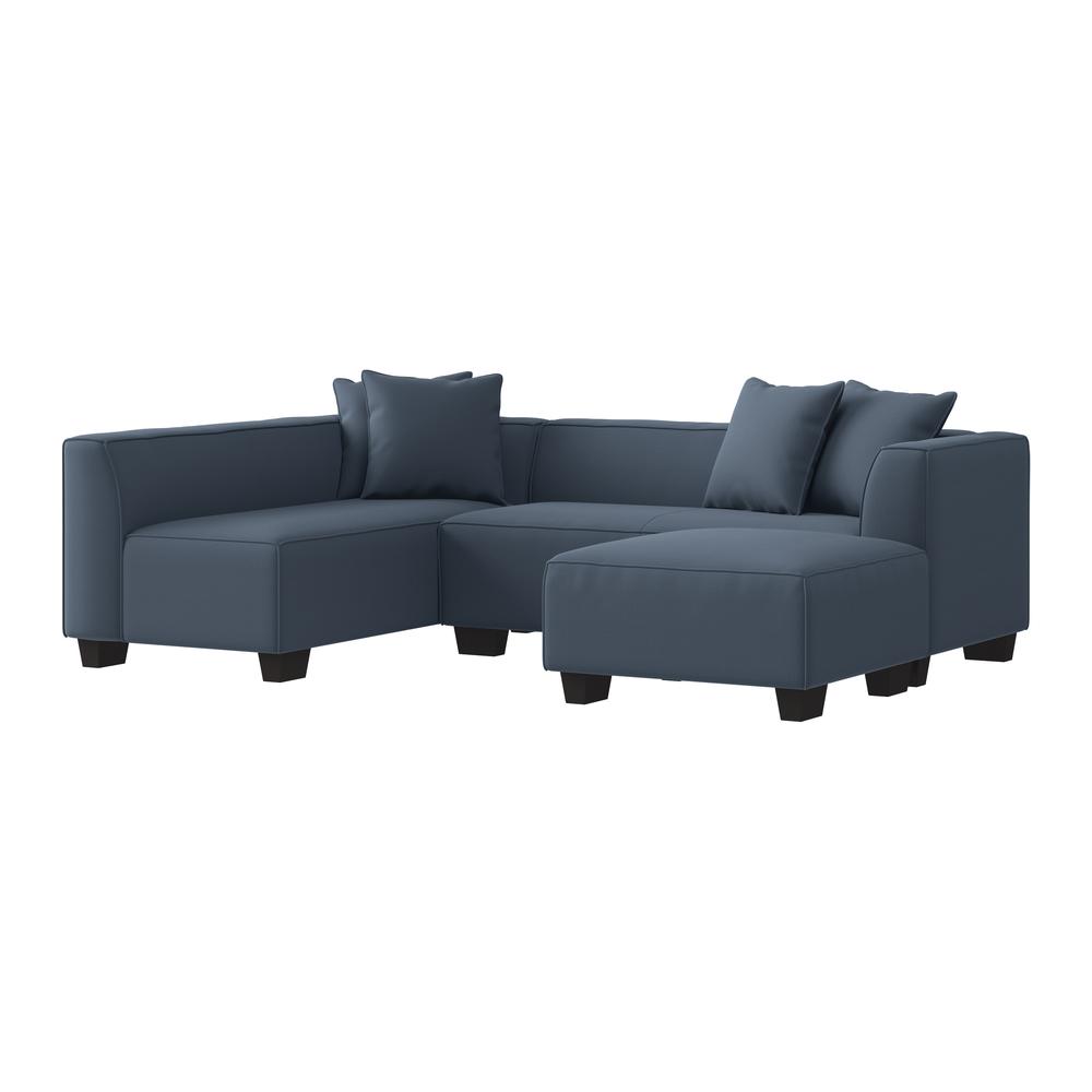 Right-hand Facing Sectional in Blue Velour with Ottoman. Picture 3