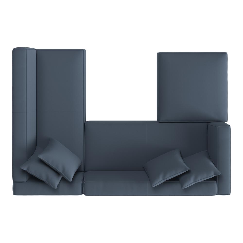Right-hand Facing Sectional in Blue Velour with Ottoman. Picture 4