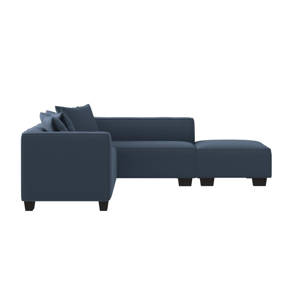 Right-hand Facing Sectional in Blue Velour with Ottoman. Picture 5