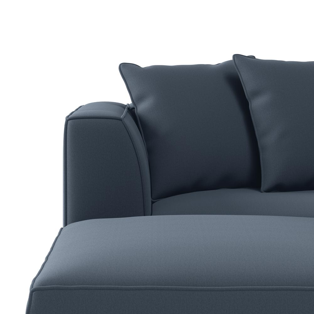 Right-hand Facing Sectional in Blue Velour with Ottoman. Picture 8