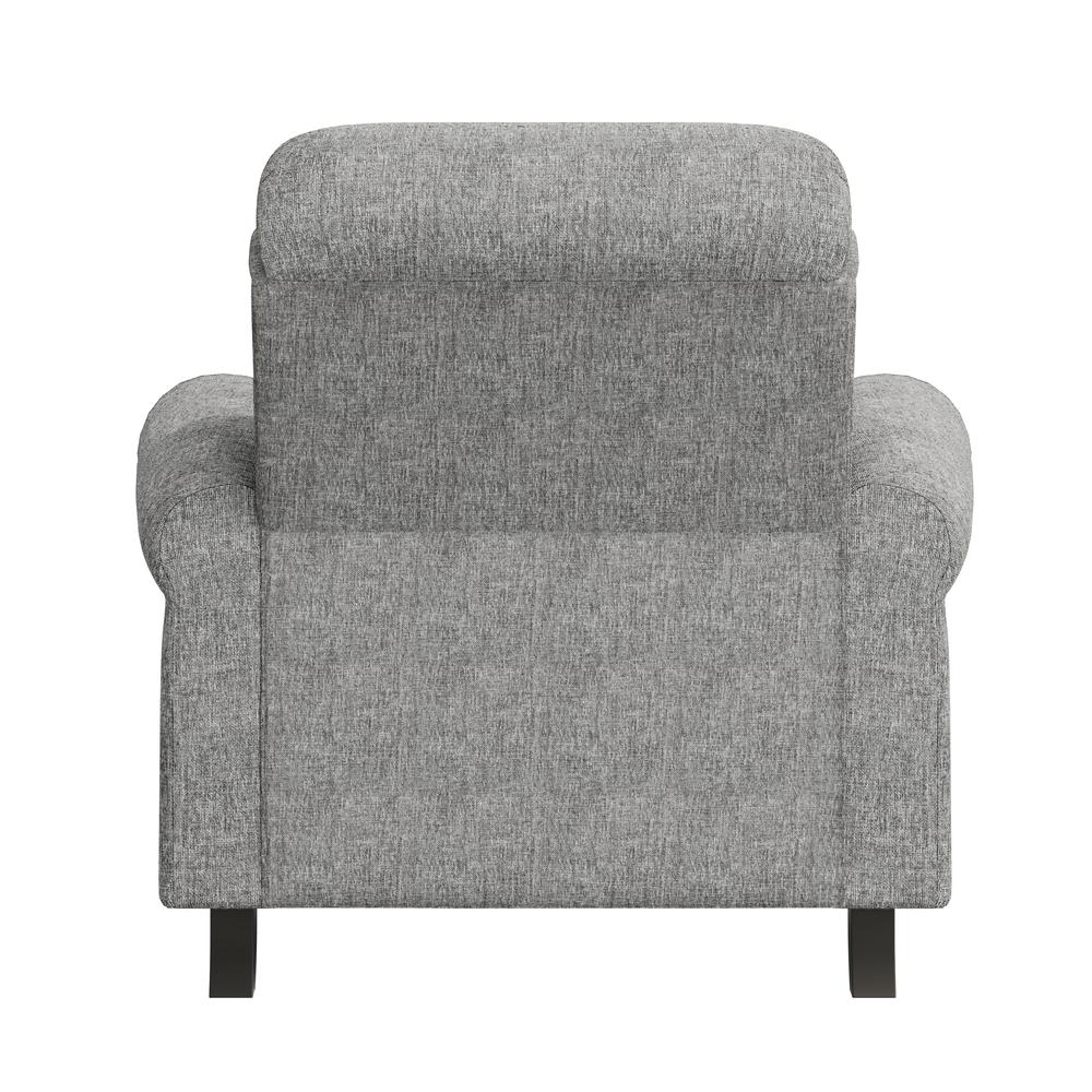 ProLounger Bustle-Back Pushback Recliner with Nailheads in Grey Chenille. Picture 4