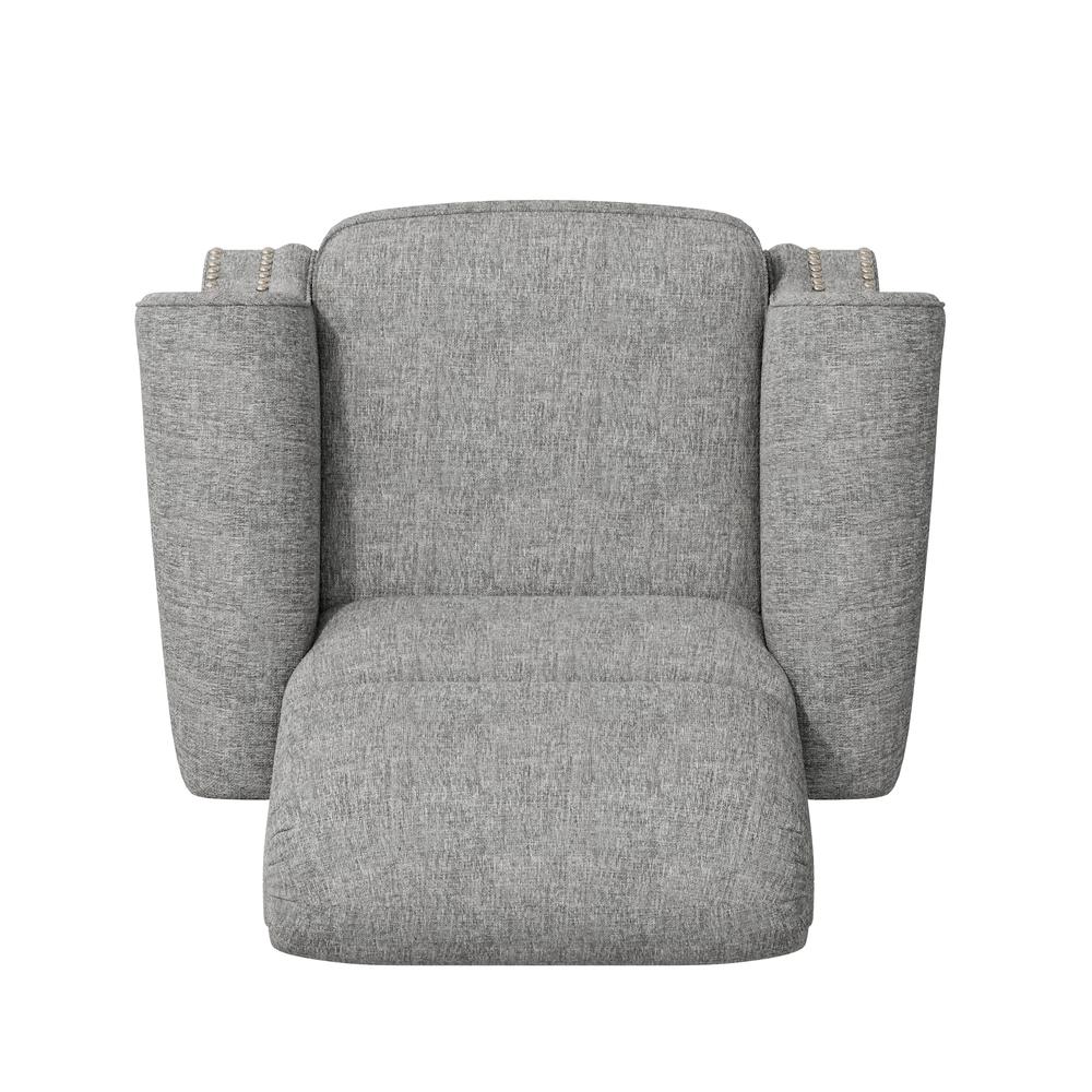 ProLounger Bustle-Back Pushback Recliner with Nailheads in Grey Chenille. Picture 5
