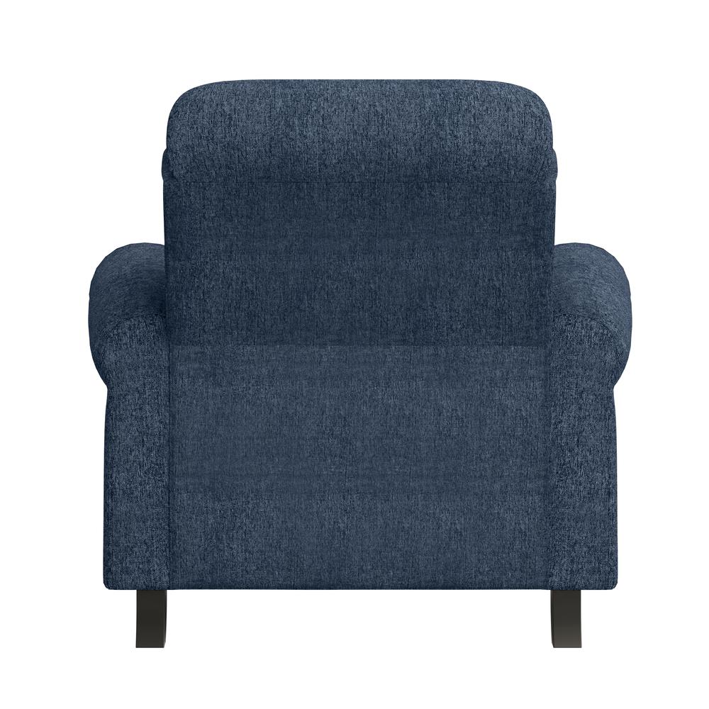 ProLounger Bustle-Back Pushback Recliner with Nailheads in Blue Chenille. Picture 4