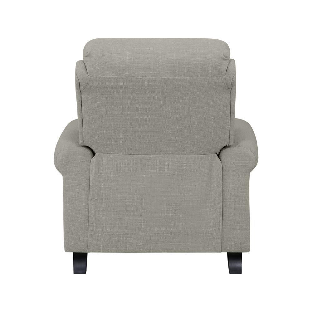 ProLounger Bustle-Back Pushback Recliner with Nailheads in Dove Grey Linen. Picture 5