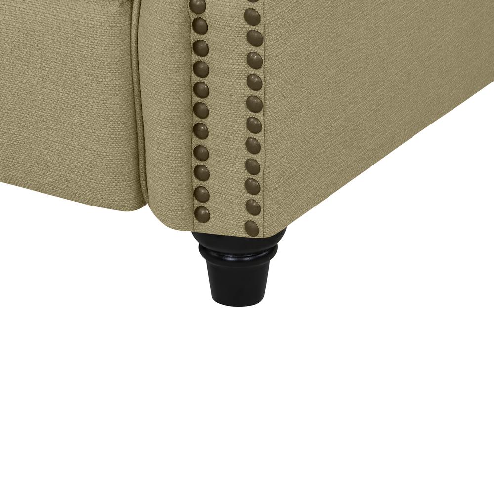 ProLounger Bustle-Back Pushback Recliner with Nailheads in Barley Tan Linen. Picture 8