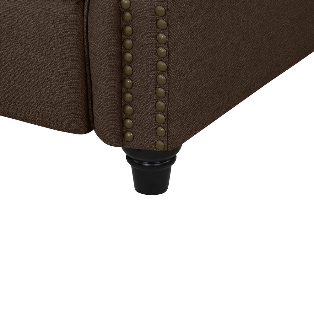 ProLounger Bustle-Back Pushback Recliner with Nailheads in Brown Linen. Picture 8