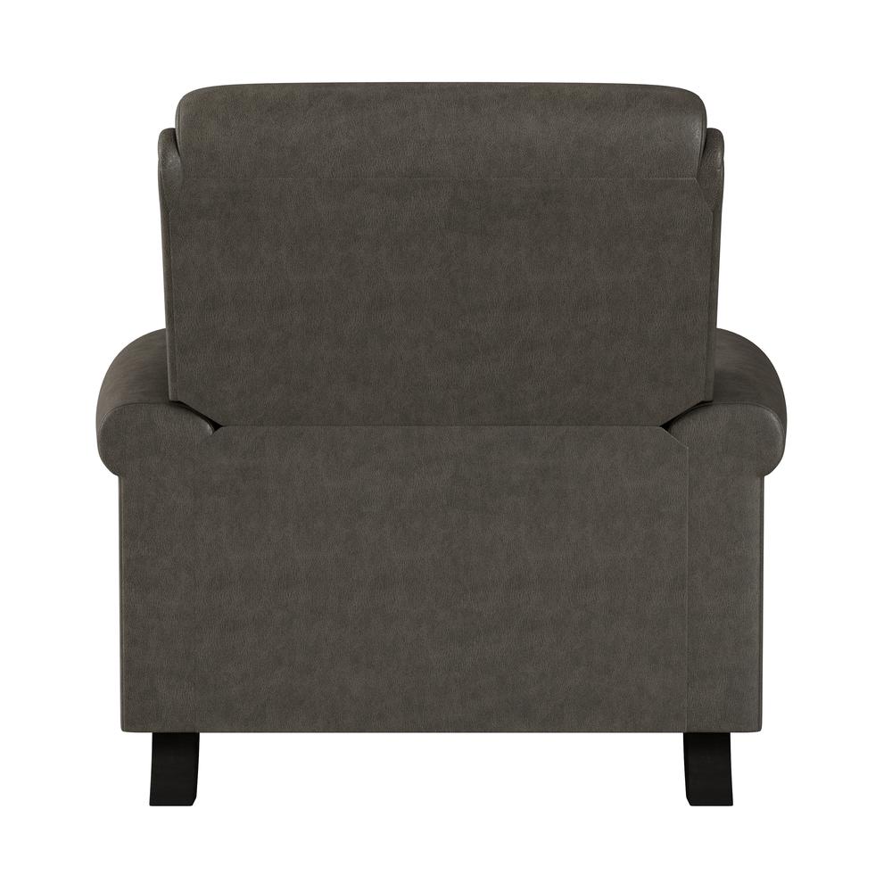 ProLounger Pushback Recliner with Nailheads in Distressed Grey Faux Leather. Picture 5