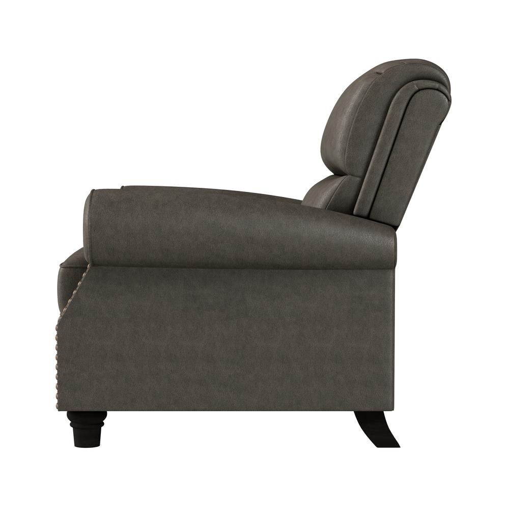 ProLounger Pushback Recliner with Nailheads in Distressed Grey Faux Leather. Picture 6