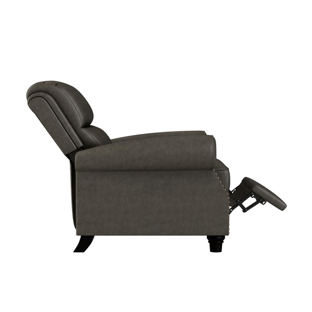 ProLounger Pushback Recliner with Nailheads in Distressed Grey Faux Leather. Picture 7