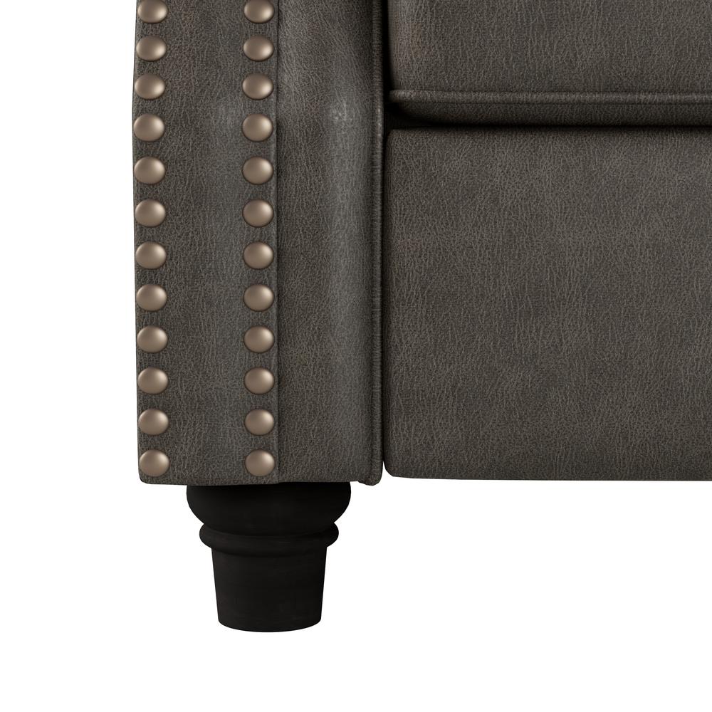 ProLounger Pushback Recliner with Nailheads in Distressed Grey Faux Leather. Picture 8