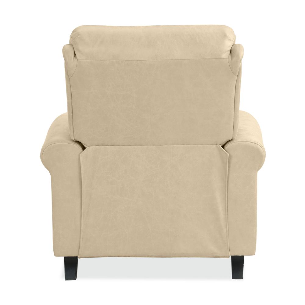 ProLounger Pushback Recliner with Nailheads in Distressed Latte Tan Faux Leather. Picture 5