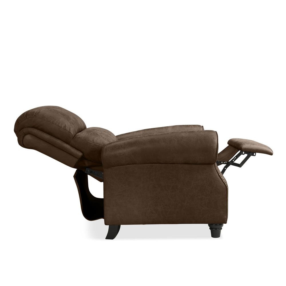 ProLounger Pushback Recliner with Nailheads in Distressed Brown Faux Leather. Picture 7