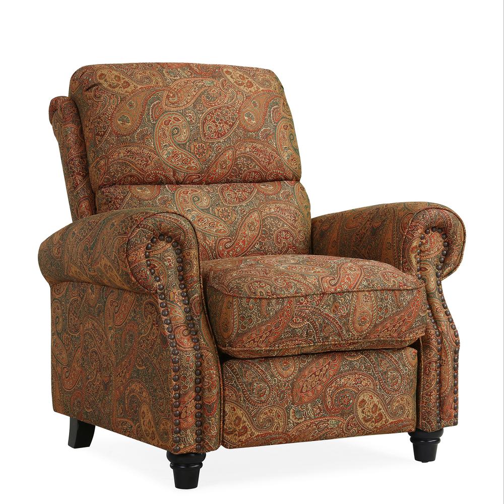 ProLounger Pushback Recliner with Nailheads in Burgundy Paisley