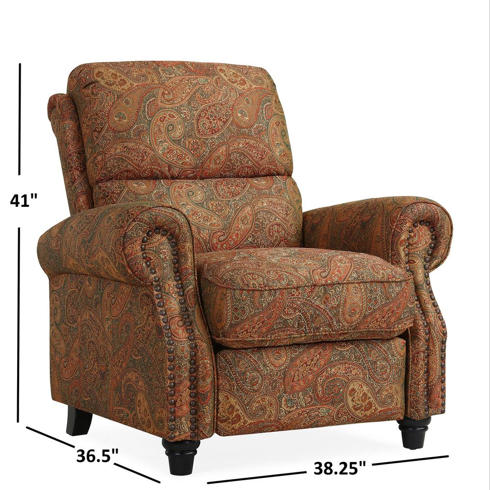 ProLounger Pushback Recliner with Nailheads in Burgundy Paisley. Picture 9