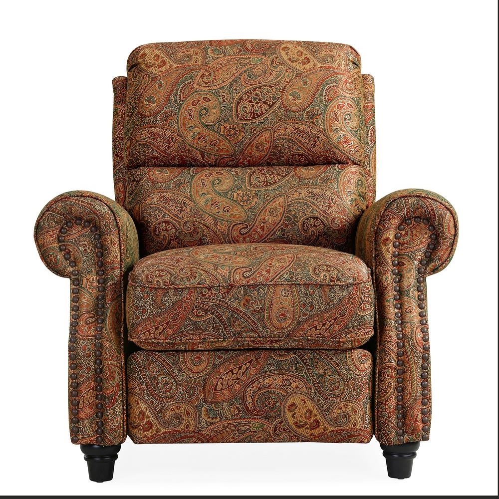 ProLounger Pushback Recliner with Nailheads in Burgundy Paisley. Picture 6