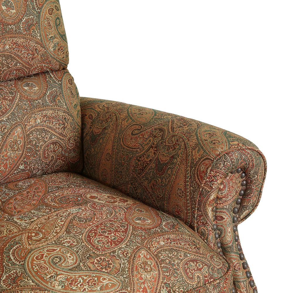 ProLounger Pushback Recliner with Nailheads in Burgundy Paisley. Picture 7