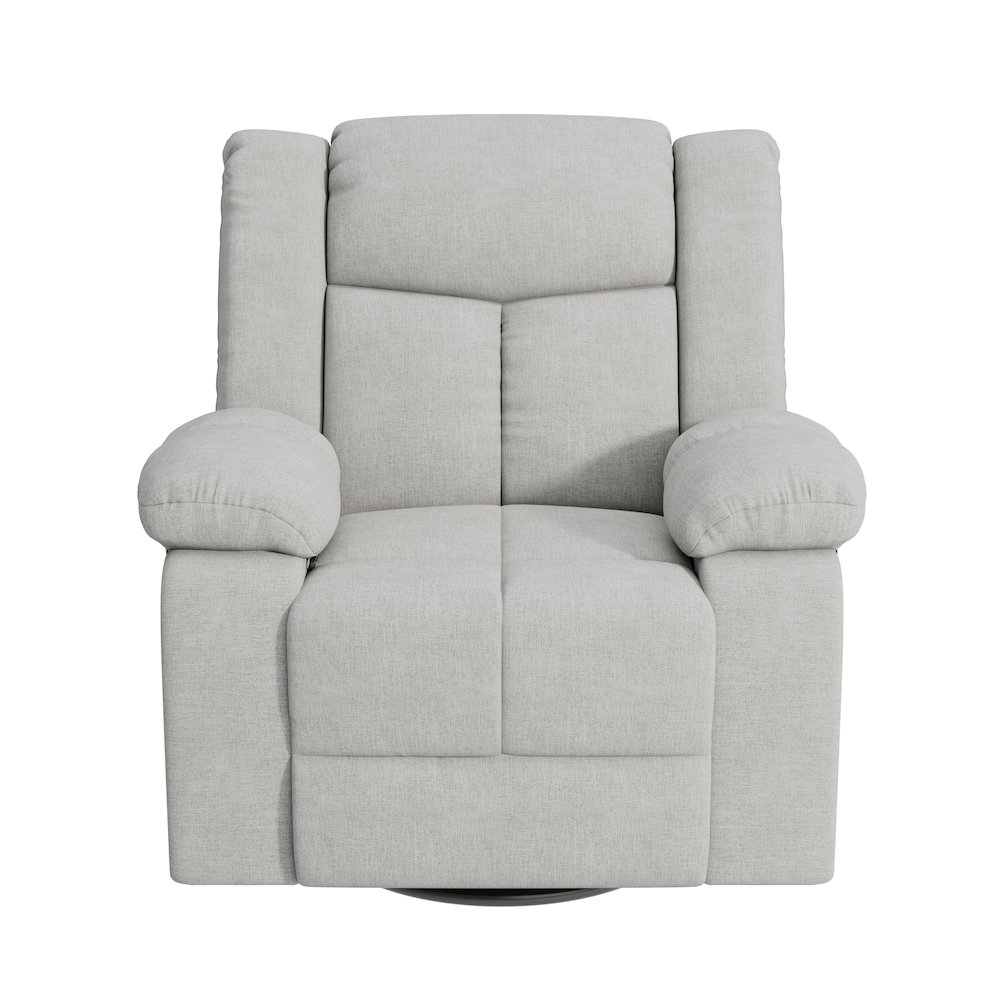 ProLounger Swivel Glider Recliner in Gray Velvet with Pillow Top Arms. Picture 2