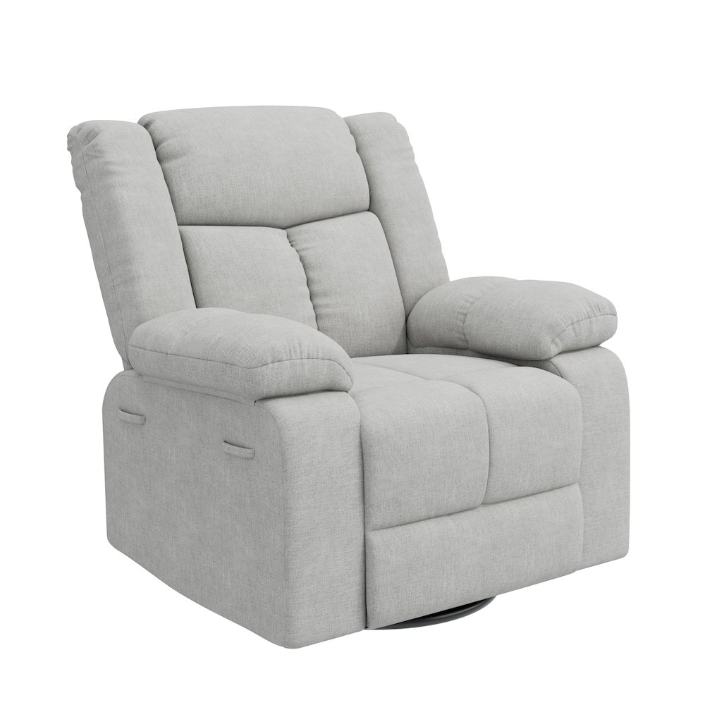 ProLounger Swivel Glider Recliner in Gray Velvet with Pillow Top Arms. Picture 1