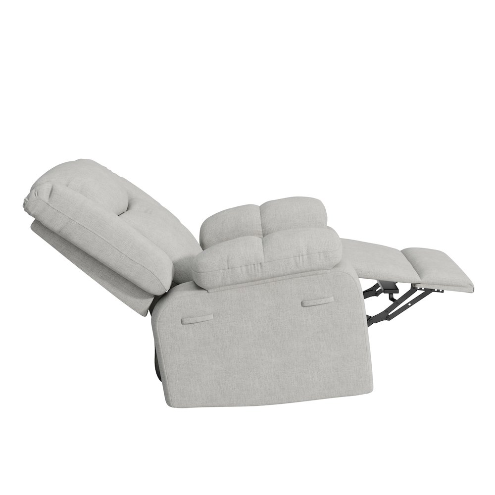 ProLounger Swivel Glider Recliner in Gray Velvet with Pillow Top Arms. Picture 3