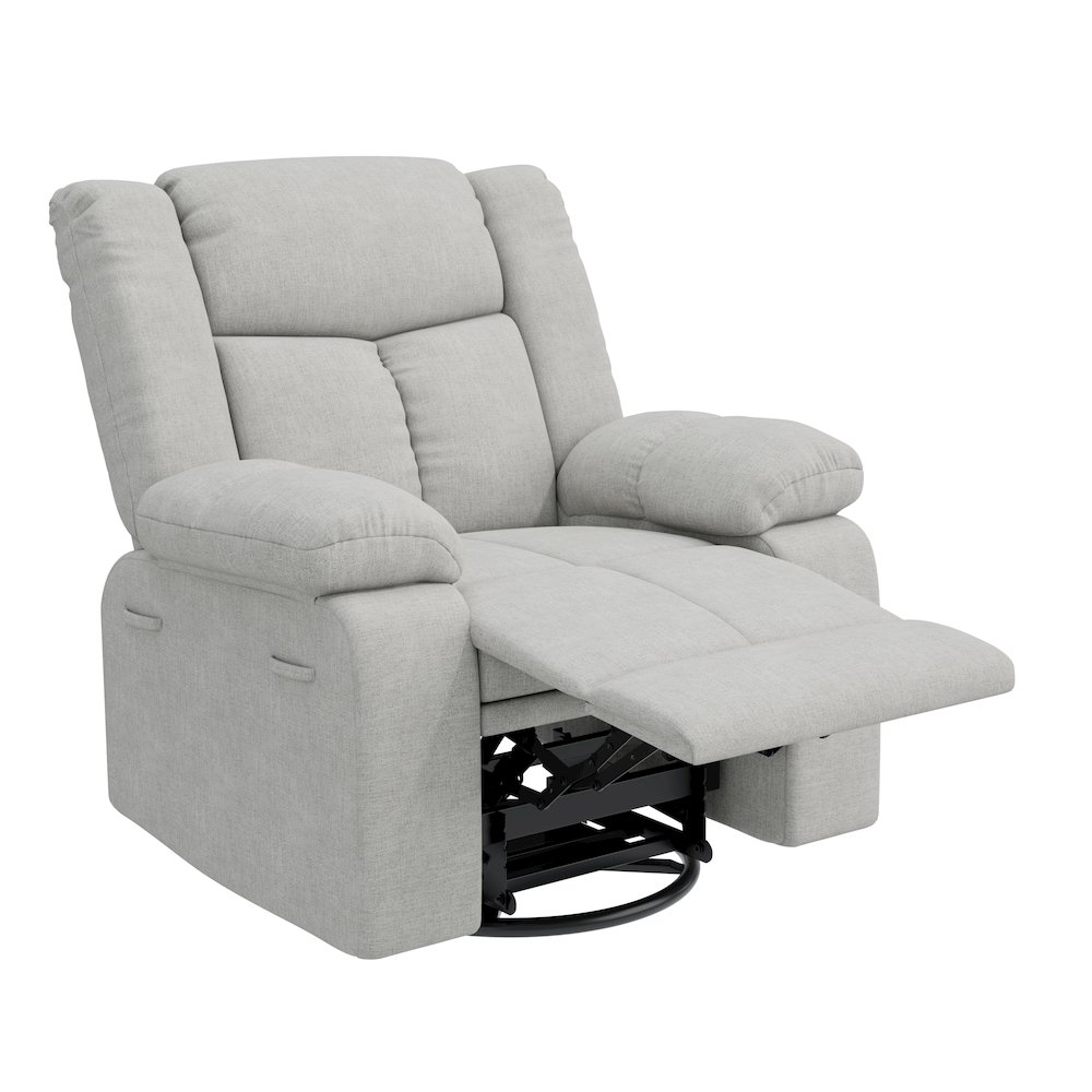 ProLounger Swivel Glider Recliner in Gray Velvet with Pillow Top Arms. Picture 4