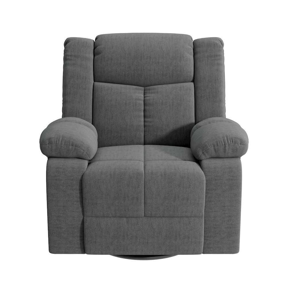 ProLounger Swivel Glider Recliner in Charcoal Velvet with Pillow Top Arms. Picture 2