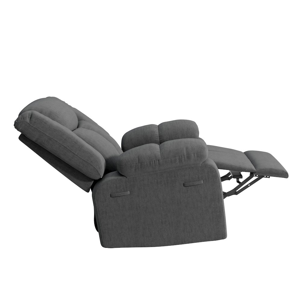 ProLounger Swivel Glider Recliner in Charcoal Velvet with Pillow Top Arms. Picture 3