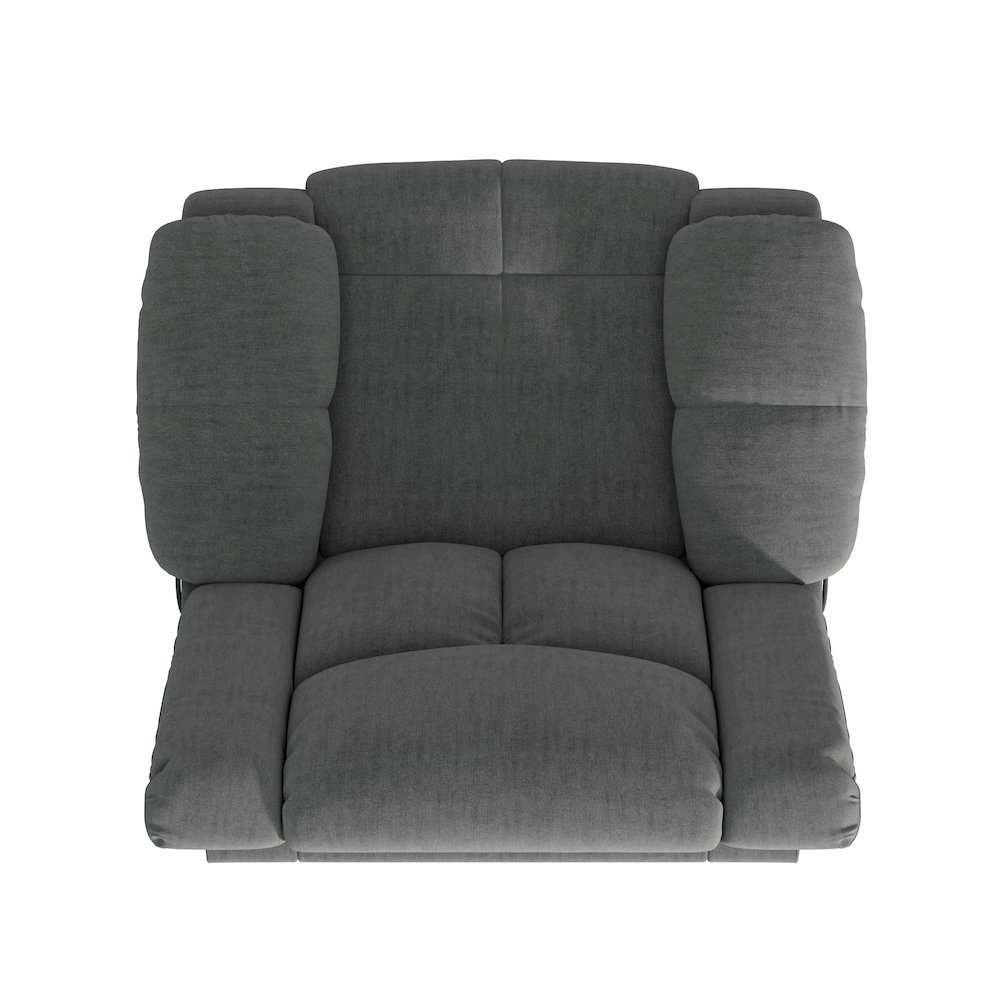 ProLounger Swivel Glider Recliner in Charcoal Velvet with Pillow Top Arms. Picture 6