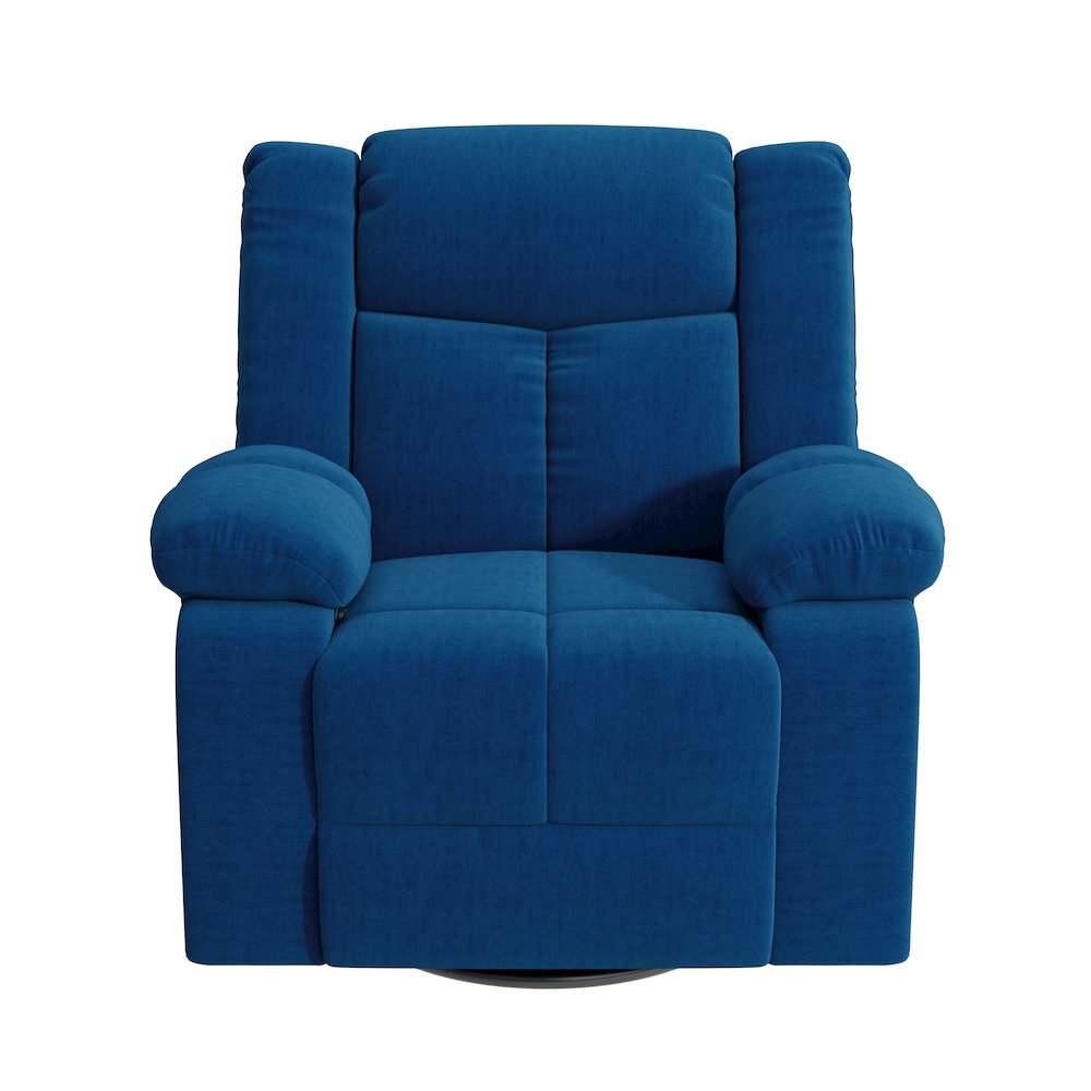 ProLounger Swivel Glider Recliner in Blue Velvet with Pillow Top Arms. Picture 2