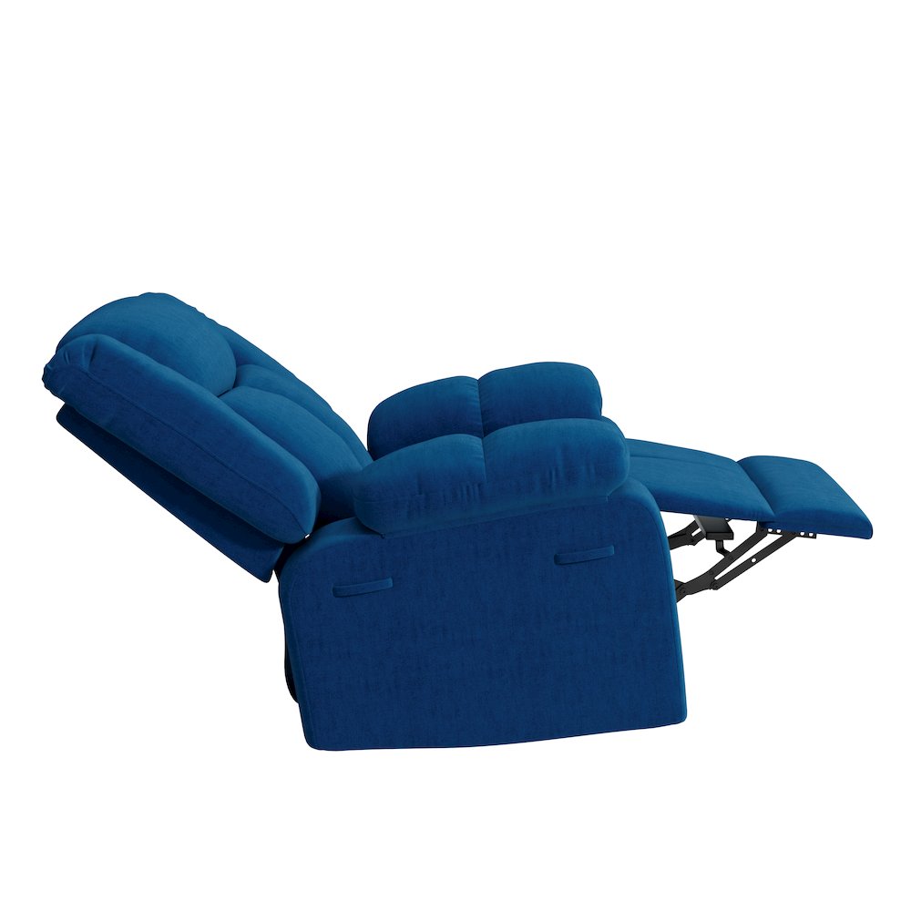 ProLounger Swivel Glider Recliner in Blue Velvet with Pillow Top Arms. Picture 3