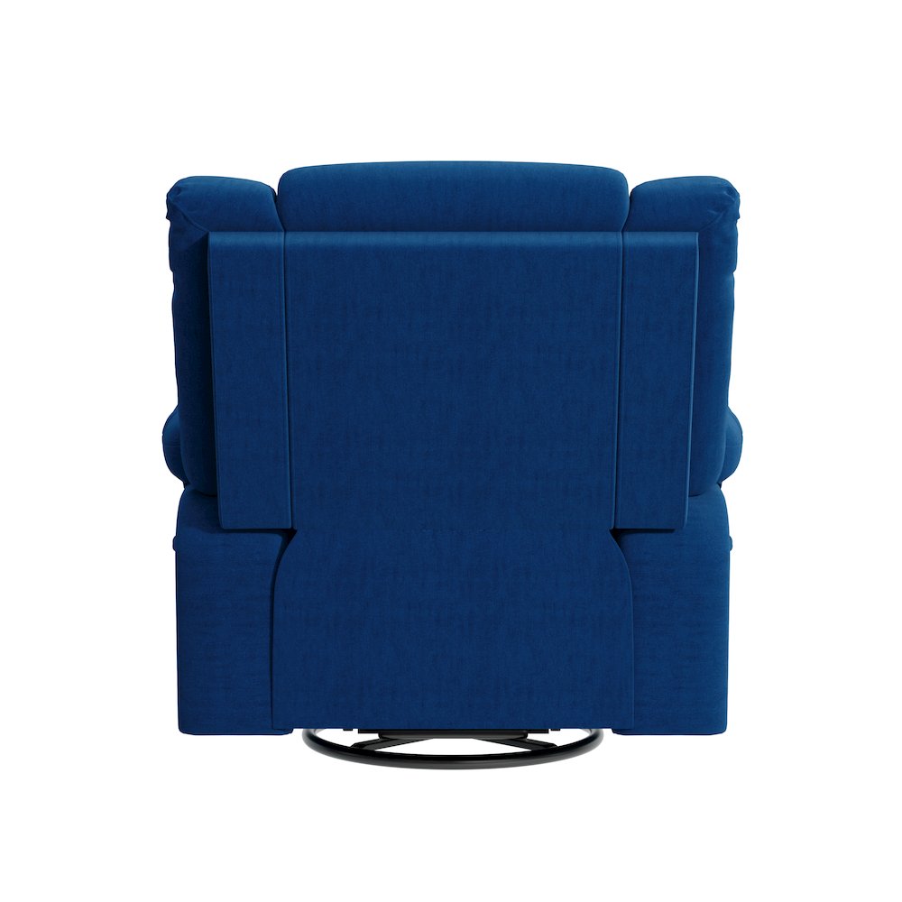 ProLounger Swivel Glider Recliner in Blue Velvet with Pillow Top Arms. Picture 5