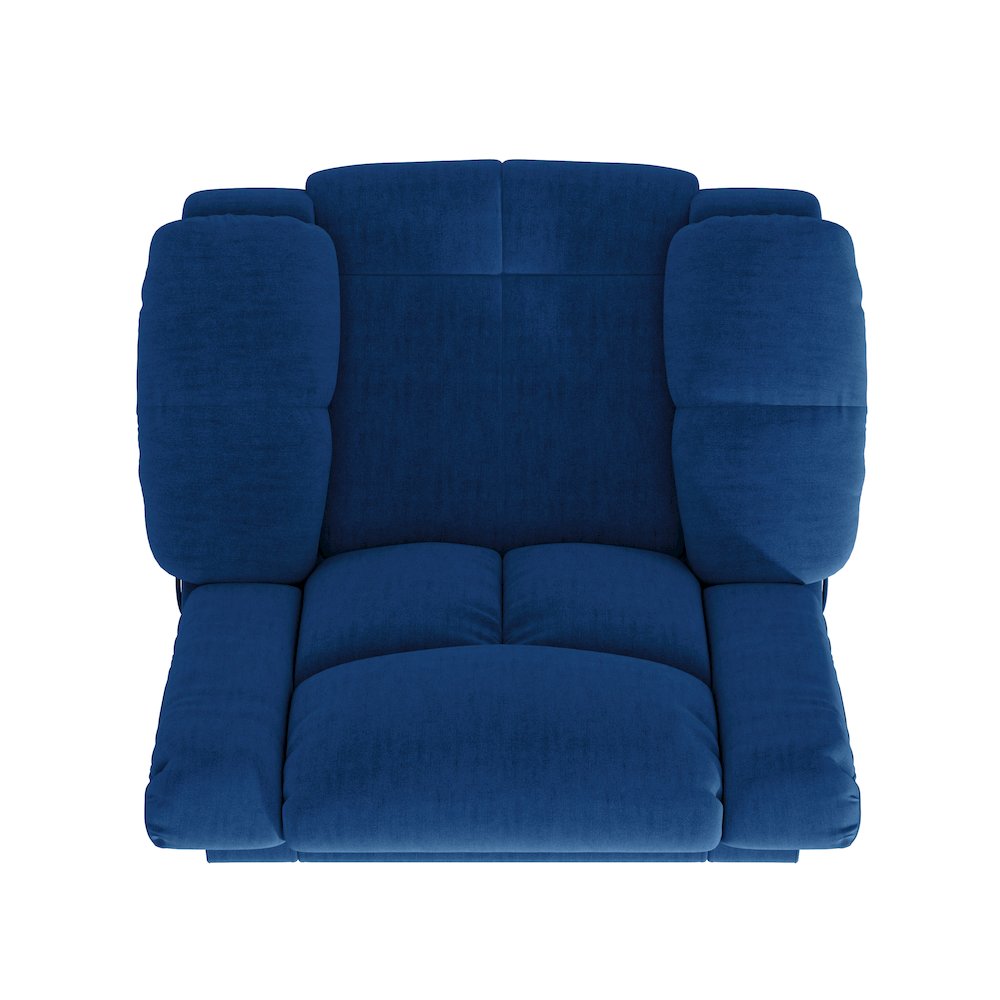 ProLounger Swivel Glider Recliner in Blue Velvet with Pillow Top Arms. Picture 6