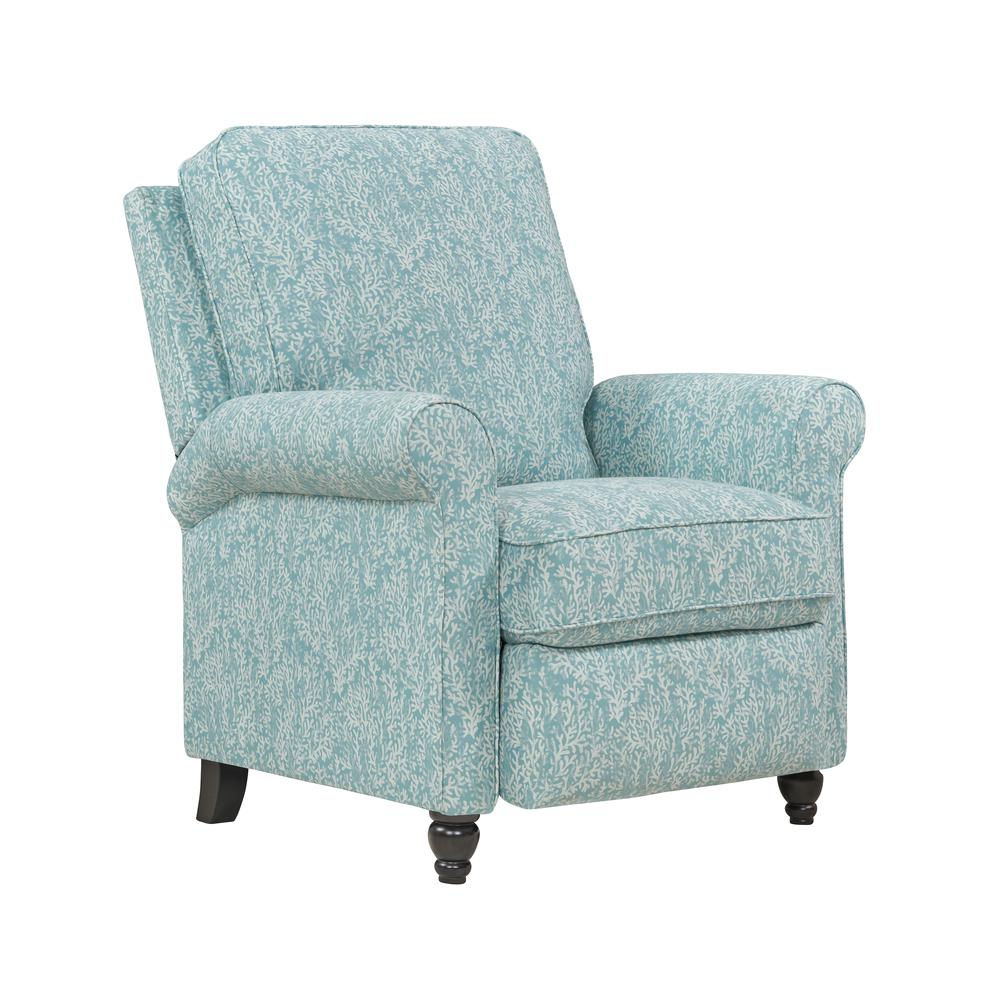 ProLounger Pushback Recliner in Sky Blue Coral Print. Picture 2